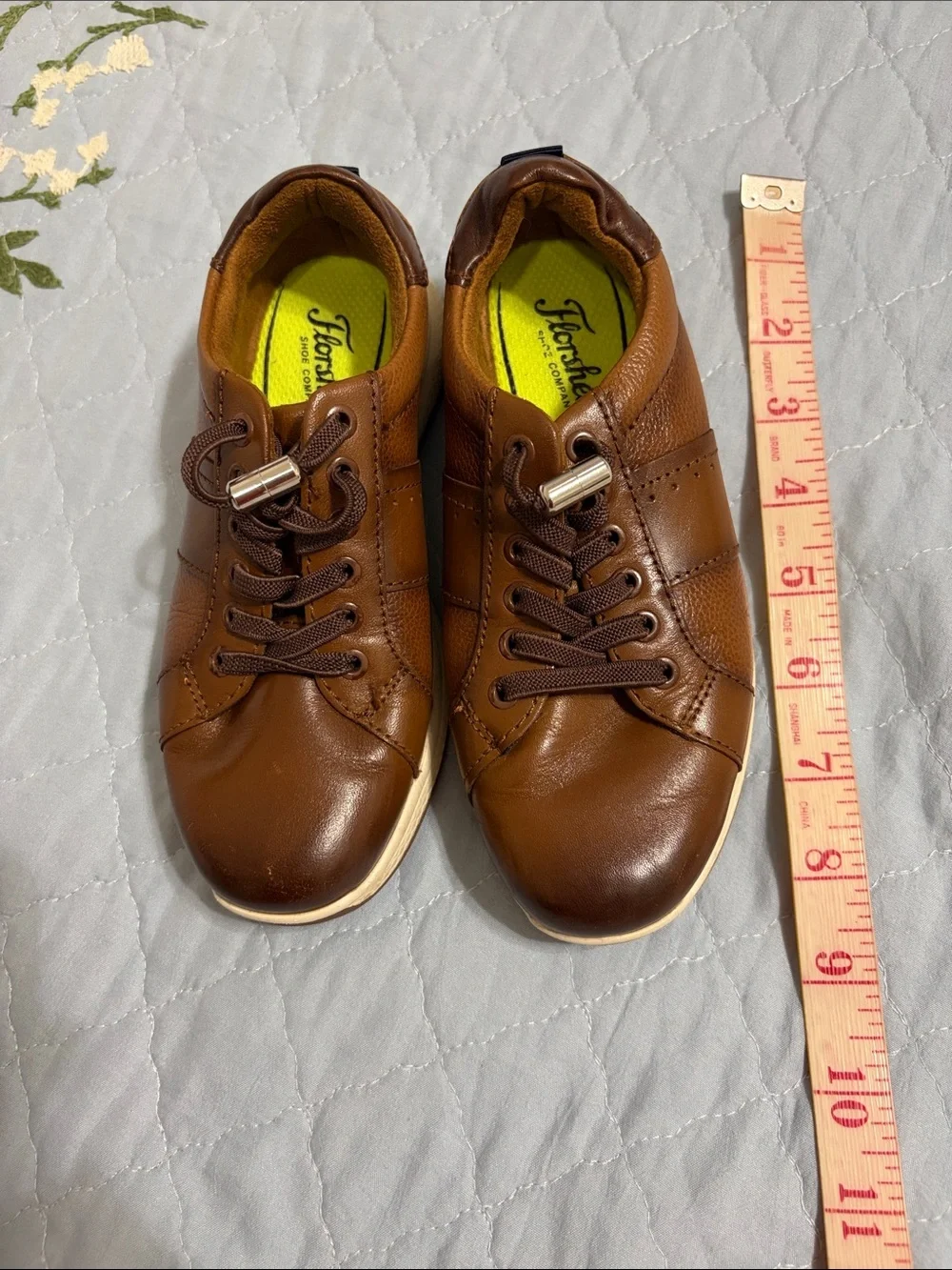 Boys Florsheim Great Lakes Lace to Toe Sneaker Jr Cognac Leather Size 11.5  US